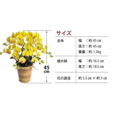 綺麗で丈夫な三河陶器で贈る 光触媒胡蝶蘭小輪3本立(アンバーの陶器×黄色の花)　H100-049