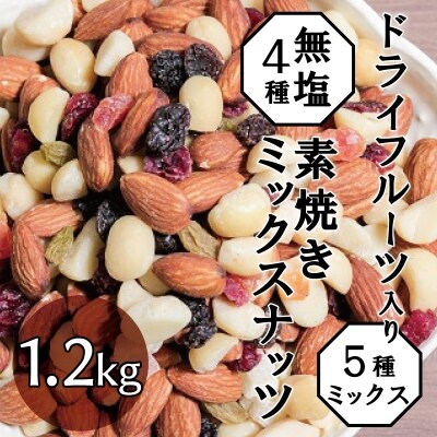【ドライフルーツ入り】無塩のミックスナッツ4種 1.2kg H059-071