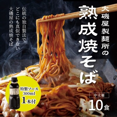メディア紹介多数!大磯屋製麺所の熟成焼そば 10食(中太麺) 特製ソース1本付き　H014-007