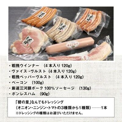 ドレッシング1本付き 厳選三河豚のハム&ソーセージスペシャルセット H094-037