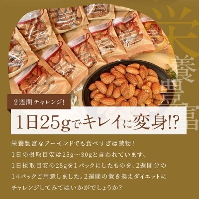 ダイエッター応援 食べきり無塩アーモンド2週間分　H045-047