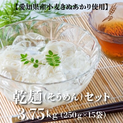 【乾麺】碧海の恵み そうめん 愛知県産 徳用セット3.75kg(250g×15袋)　H008-134