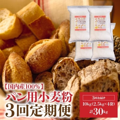 【小麦粉】国内産100% パン用 強力粉 2.5kg&times;4袋(計10kg) 定期便3回H008-141