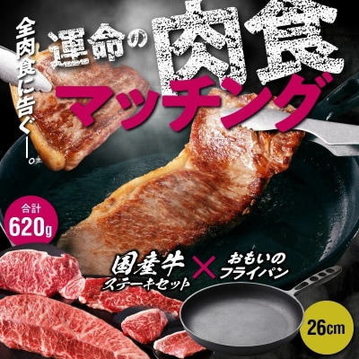 【肉とフライパンが届く】おもいのフライパン26cm&amp;国産牛食べ比べ ステーキセット H051-134