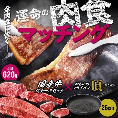 【肉とフライパンが届く】おもいのフライパン26cm《頂》&amp;国産牛ステーキセット H051-135