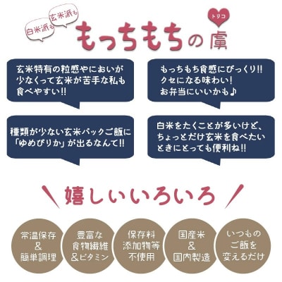 【6回定期便　玄米パックご飯】北海道産ゆめぴりか 150g×24個 やわらかい玄米　H074-654