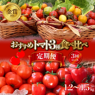 【個数限定】トマト3種 食べ比べ 1.2～1.5kg 3回定期便　H004-138