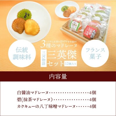 三英傑セット～(白醤油・抹茶・八丁味噌)味比べセット12個入りH043-016