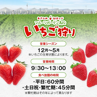 【1レーン貸切・最大60分食べ放題(土日祝・繁忙期は45分)】いちご狩り券1名様 H175-006