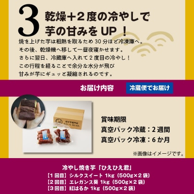 【全3回】毎月1種類ずつ届く 冷やし焼き芋定期便 約1kg×3回(計3種)芋スイーツH047-038