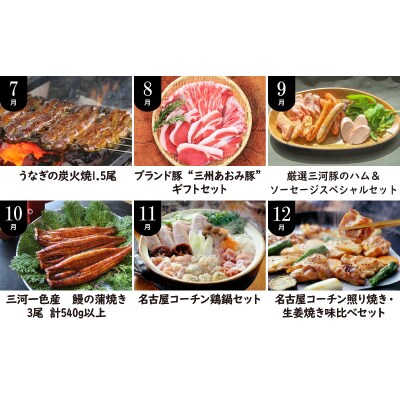 【全12回】厳選!うなぎとお肉の定期便(毎月お届け)　H028-086