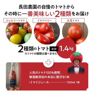 【福箱★2026】長田農園の厳選トマト約1.4kg&トマトジュース720ml×1本 H004-214