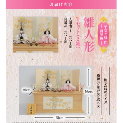 【収納飾りセット“日和”】京都西陣織 薄花桜ひな人形セット H067-137