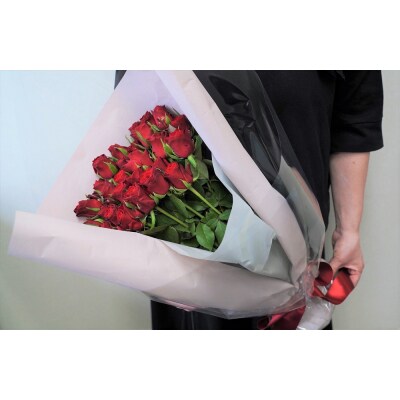 【ラッピング付】生花 レッド バラの花束 30本 H193-017