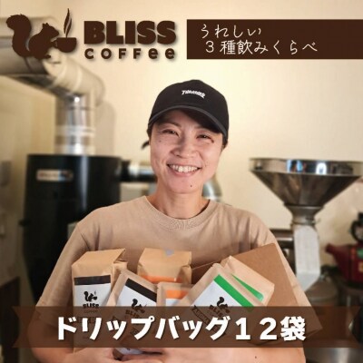 煎りたて・挽きたてでお届け ドリップバッグコーヒー 3種 計12袋 H185-006