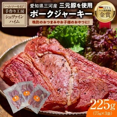 【2022年国際品評会で金賞受賞!】ポークジャーキー 75g×3袋 H003-035