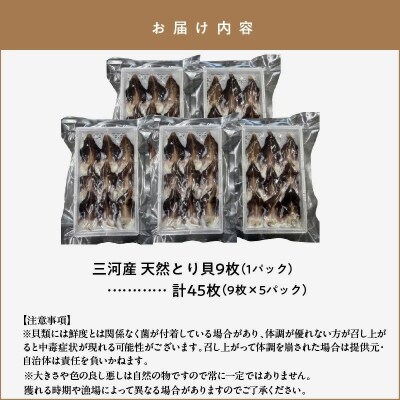 【数量限定】三河産 天然とり貝 計45枚(9枚×5パック)H018-055