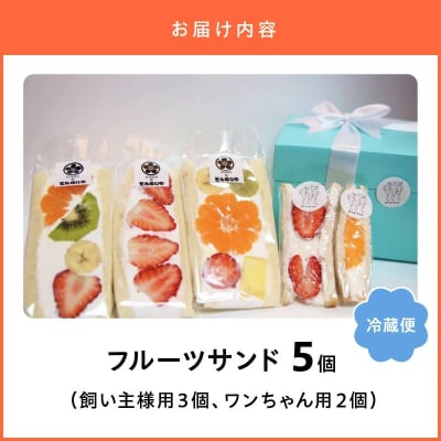 甘さ控えめ!八百屋が厳選したワンちゃん&飼い主様フルーツサンドセット 5個セット　H151-012