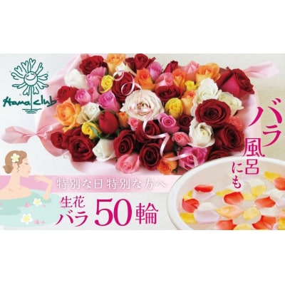 〈日付指定も可能〉ローズインにゅーよーくミックス50輪 バラ50輪詰め合わせ　お花　H193-022