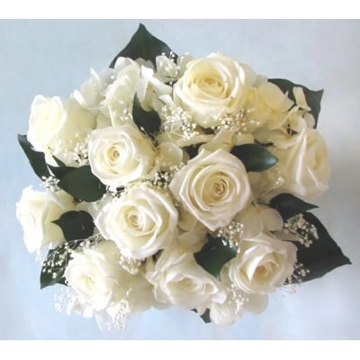 【日付指定可能】 プリザーブドフラワーローズ10輪　ホワイト 薔薇　H193-026