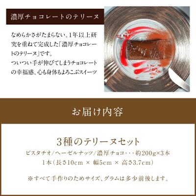 (約200g)ピスタチオ・ヘーゼルナッツ・濃厚チョコの3種のテリーヌセット　H173-060