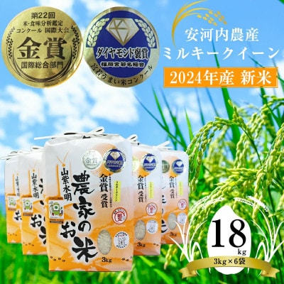 【2024年産】九州のお米食味コンクール金賞 ミルキークイーン18kg 福岡県宮若産【安河内農産】