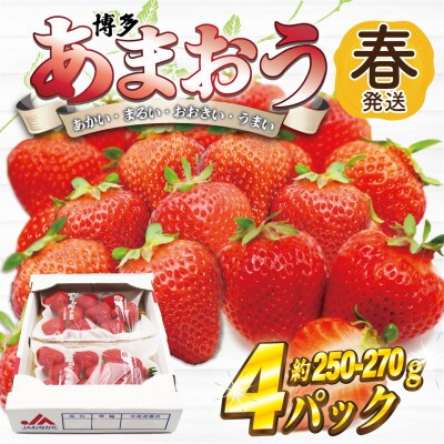 【2027年2月上旬～4月下旬発送予定】博多あまおう(春) 250g-270g×4パック(宮若市)