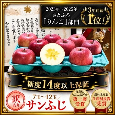 【りんご品評会最高賞】「サンふじ」約3kg・糖度14度以上保証・訳あり 家庭用 りんご