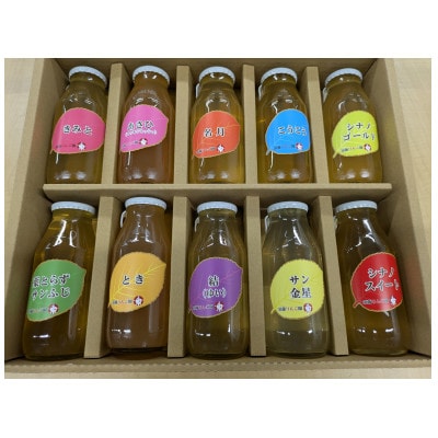 りんごジュース10品種 10本セット(180ml × 10本)【添加物不使用】
