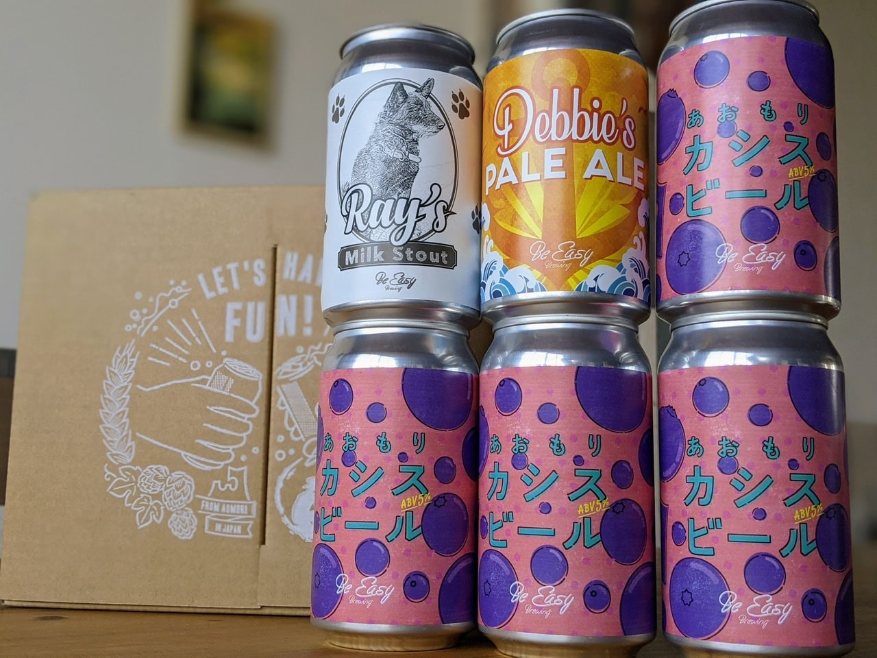 あおもりカシスビール4本、デビーズペールエール1本、レイズミルクスタウト1本、計6本セット