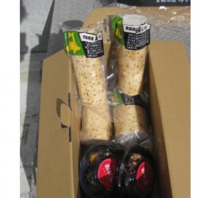 青森県産ながいも(真空パック3P～4P)と黒にんにく(2P)セット【冷蔵】