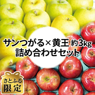 【さとふる限定】サンつがる×黄王 約3kg 訳あり 詰め合わせセット クール便