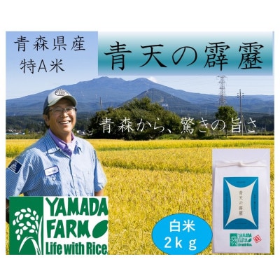 【さつき米】青森県産米「青天の霹靂」白米 2kg