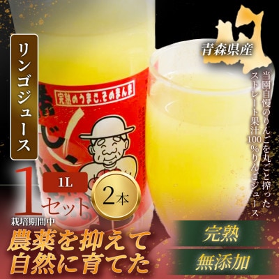 【栽培期間中農薬を減らしたりんごを丸ごと使用】リンゴジュース(1L×2本)1セット 青森産 限定生産