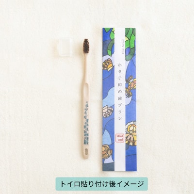 ホタテ印の歯ブラシ&トイロ MIO(青色)セット (オリジナル巾着 包装入)