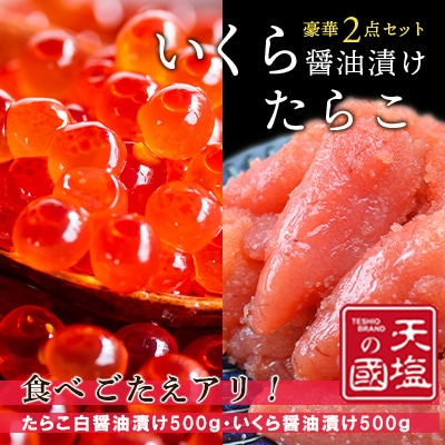 天塩の國ブランド いくら醤油漬け&たらこ白醤油漬け 各500g