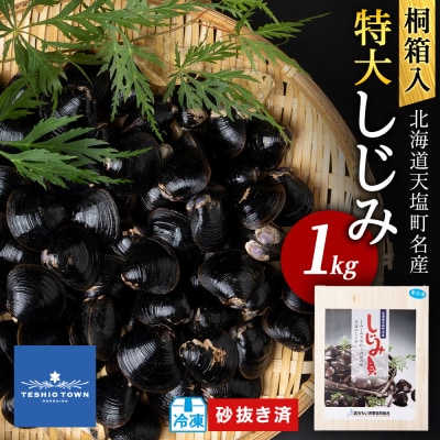 復活!天塩町名産冷凍しじみ「特大貝桐箱入り」1kg<北るもい漁業協同組合　天塩支所>