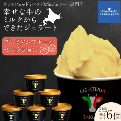 幸せな牛のミルクからできたジェラート  プレミアムフルーツ6個セット (株)SAKURA STYLE