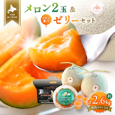 【数量限定】 赤肉メロン2玉・ミニメロンゼリーセット【1201707】