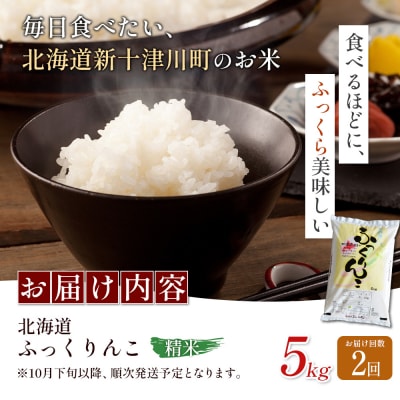 【令和8年度産】ふっくりんこ精米定期便  (5kg×2回)【11039】