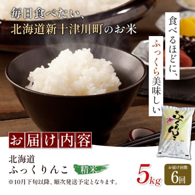 【令和8年度産】ふっくりんこ精米定期便  (5kg×6回)【11041】