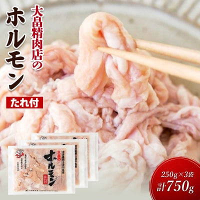 大畠精肉店のホルモン(特製タレ付き)250g×3袋(計750g)【13026】