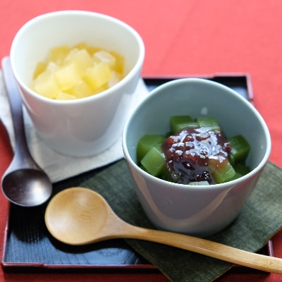 抹茶あんみつとみかんところてん12個セット　伊豆産天草100%ところてん