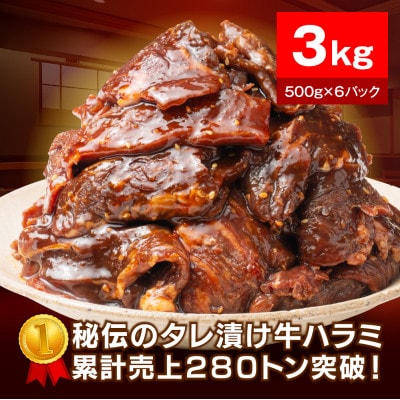 極旨秘伝タレ漬け牛ハラミ3kg(500g×6パック)