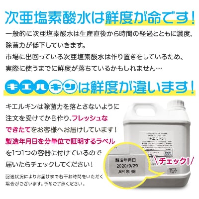 弱酸性次亜塩素酸水キエルキン20Lと空スプレー・ミニボトル×2本セット