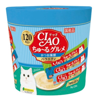 いなば　猫・CIAOちゅ～るグルメ　かつお海鮮バラエティ　(14g×120本)×4箱