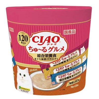 いなば　猫・CIAOちゅ～るグルメ　総合栄養食　まぐろ海鮮バラエティ　(14g×120本)×4箱