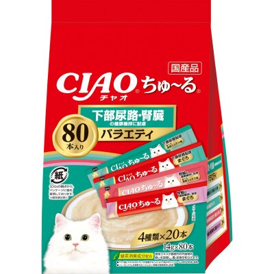 いなば　猫・CIAOちゅ～る　下部尿路・腎臓の健康維持に配慮バラエティ　(14g×80本)×6袋