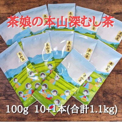 【茶娘の深むし茶】静岡市産深むし茶100g『10+1本』合計1.1kg