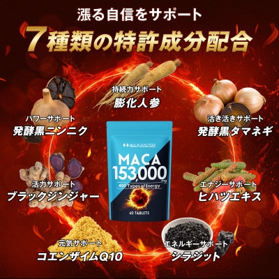 ハルクファクター 20倍濃縮 マカ 1袋 60粒 サプリ 亜鉛 特許成分 厳選400種類 日本製